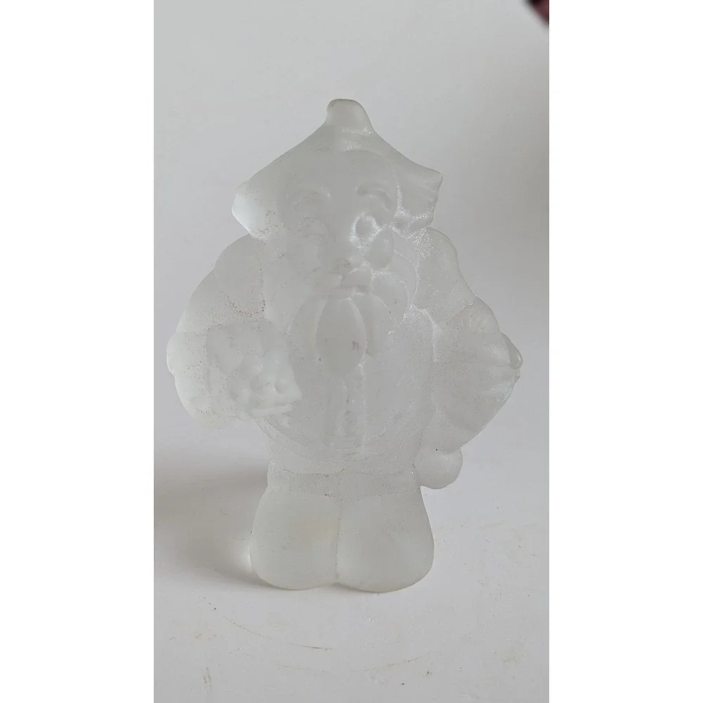 Frosted Glass Santa Claus Figurine Christmas Holiday Decor Solid heavy